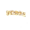 Yellow Gold Curved Link Ring with Diamonds